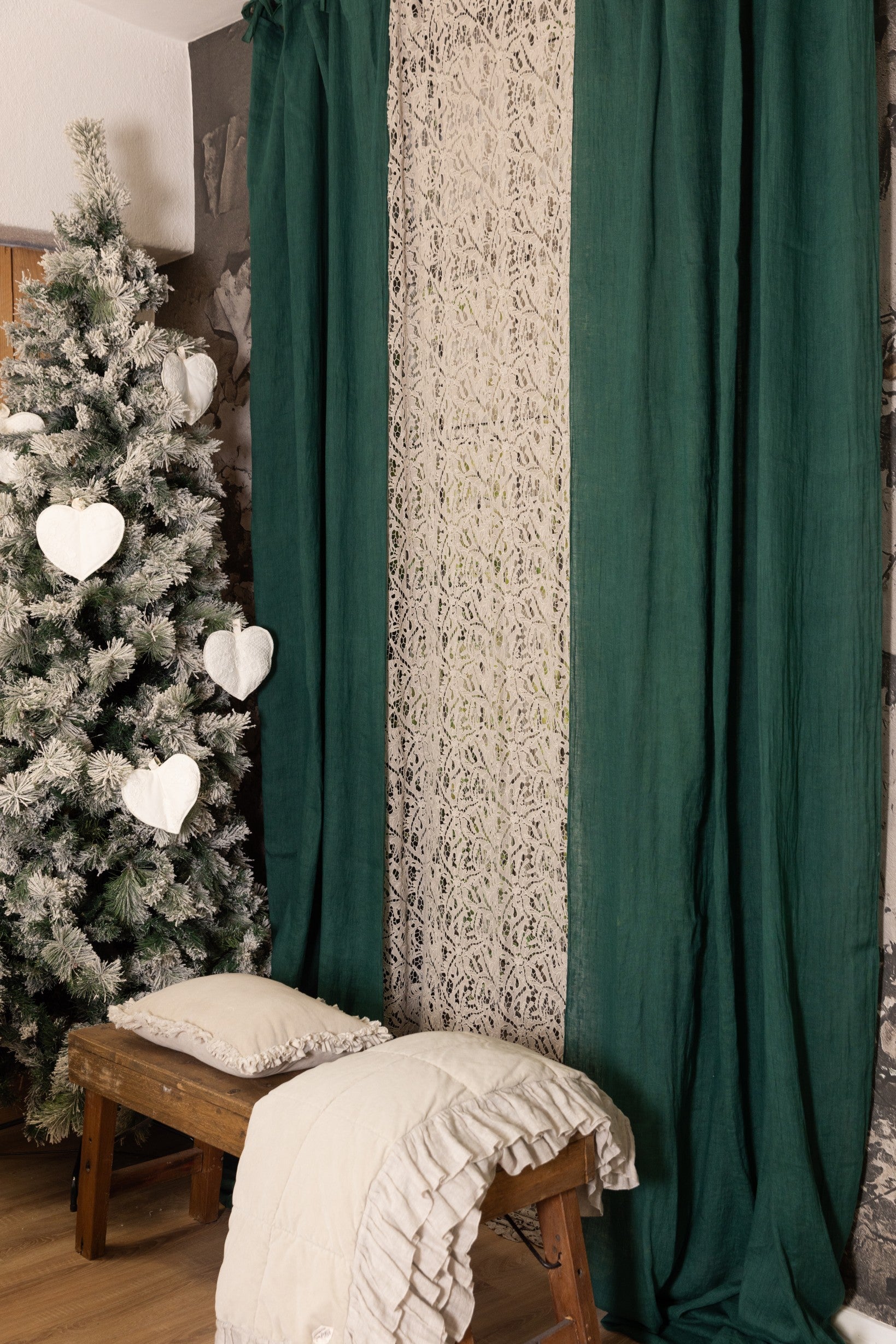 Basic Leinengaze Vorhang - Tannengrün