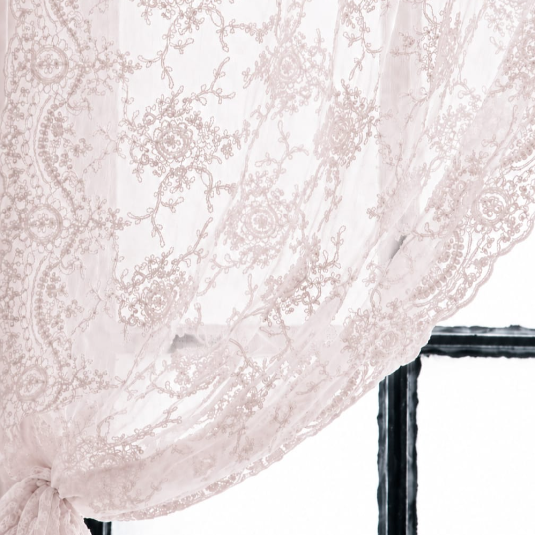 Corinthian curtain with lace loop