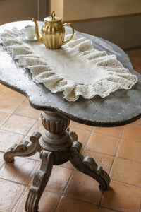 Corinthian Volant Doily In Pure Gold Linen