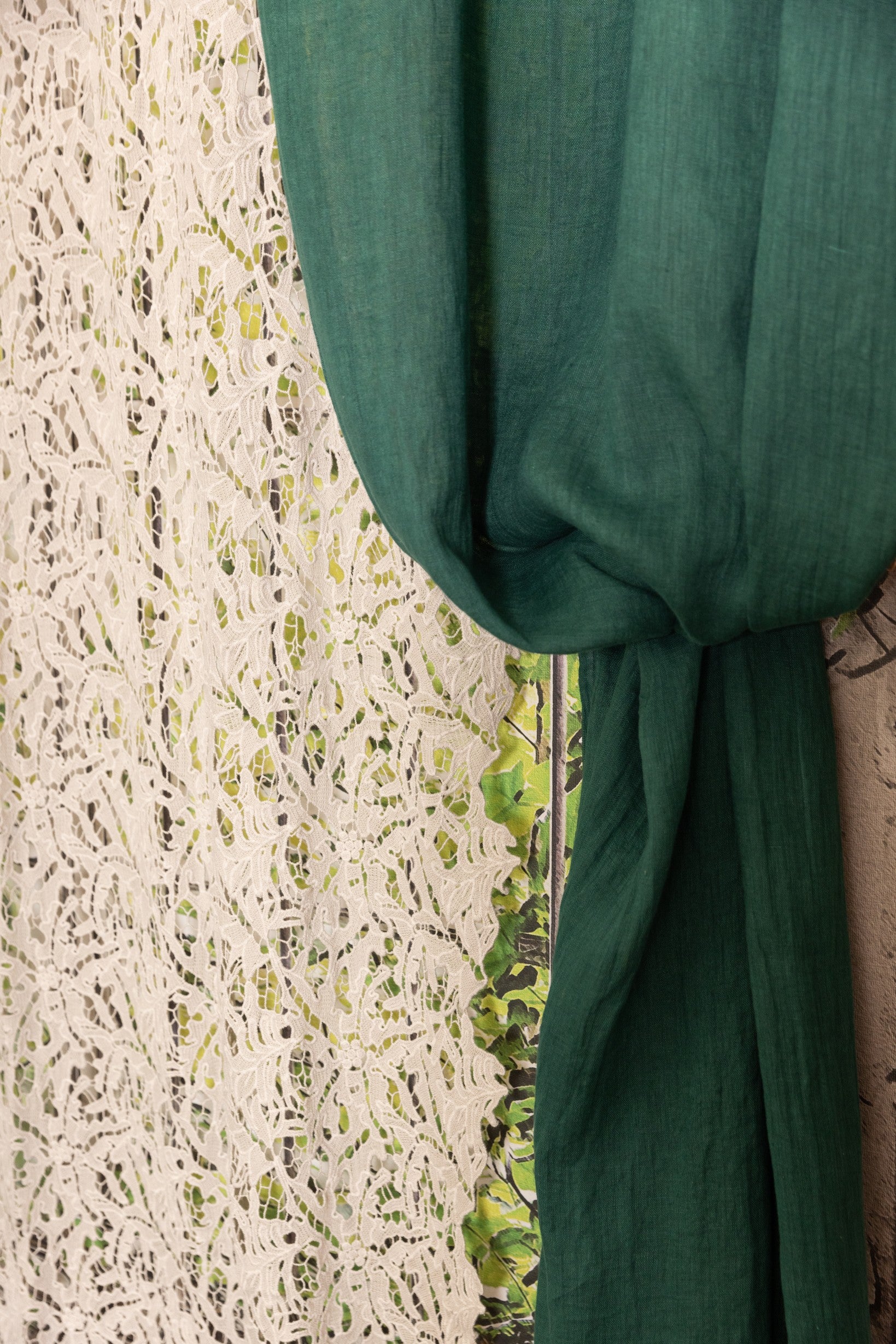 Basic Linen Gauze Curtain - Fir Green