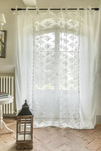 Intarsia Flora Curtain Central Linen Blend