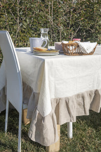 Stain-resistant tablecloth in pure waxed linen Volant