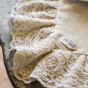 Corinthian Volant Doily In Pure Gold Linen