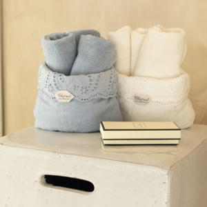 Soft bag in pure Sangallo linen and Basic sponge washcloths