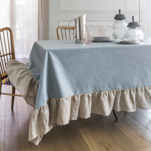 Stain-resistant tablecloth in pure waxed linen Volant