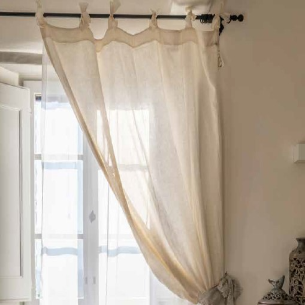 Pure Linen Curtain with Organza Veil